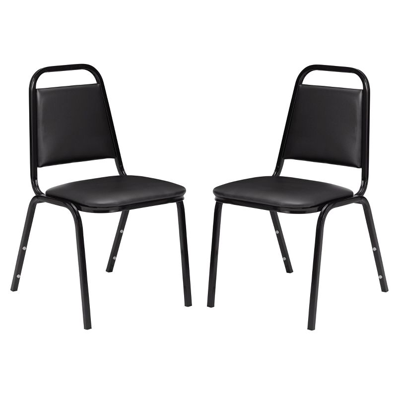 Set of 2 Vinyl Padded Stack Chairs with Seat and Frame Black - Hampden Furnishings, 1 of 9