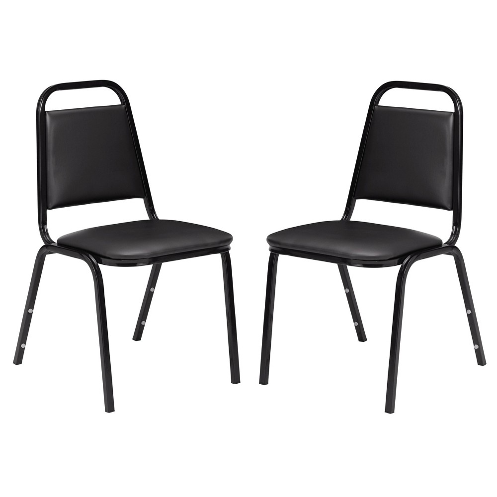 Photos - Computer Chair Set of 2 Vinyl Padded Stack Chairs with Seat and Frame Black - Hampden Fur