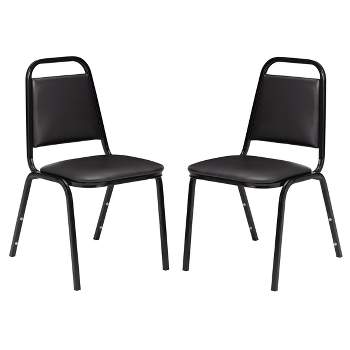 Set of 2 Vinyl Padded Stack Chairs with Seat and Frame Black - Hampden Furnishings