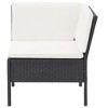 vidaXL 3 Piece Patio Lounge Set with Cushions Poly Rattan Black - 4 of 4