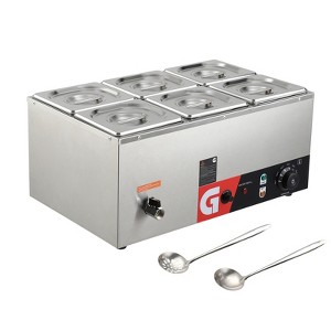 Commercial Food Warmer,1200W Electric Steam Table, Professional Countertop Stainless Steel Buffet Bain Marie,86-185°F Temp Control - 1 of 4