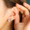 Sterling Silver CZ Stud Earrings Set - Round/Heart/Square Halo Designs for Women & Girls, Large Sparkling Studs - 2 of 4
