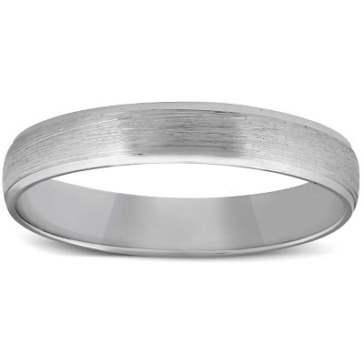 Pompeii3 4mm Beveled & Brushed Wedding Band 14K White Gold