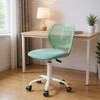 HomeRoots Teal and White Adjustable Height Swivel Rolling Office Chair - 2 of 4