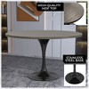 LeisureMod Verve Mid-Century Modern Table with a 48" Round MDF Tabletop and Black Steel Pedestal Base for Kitchen and Dining Room - 3 of 4
