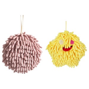 REGALWOVEN 2 Pcs Cute Comfortable Soft Absorbent Chenille Fuzzy Hand Towel - 1 of 4