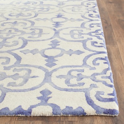 Ivory and Blue Hand-Tufted Wool Square Area Rug