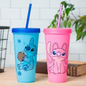 Silver Buffalo Lilo and Stitch and Angel 24oz. 2 Pack Color Change Cold Cup - 1 of 3