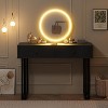 Black Vanity Desk with Mirror and Lights, Small Makeup Table with 2 Drawers, 3 Color Lighting Modes, Adjustable Brightness - 2 of 4