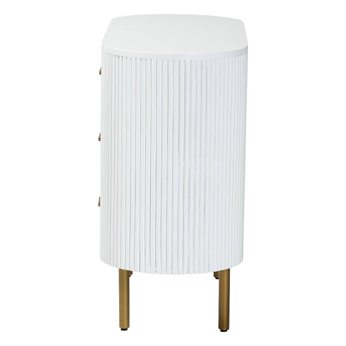 bali & pari Beyla Fluted Wood and Metal 3 Drawer Dresser White/Gold - thumbnail 9