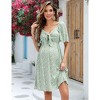 BLUEMING Maternity Dress Front Tie Knot Midi Dress Short Circle Sleeve Bow Tie Highwaist Shirred Back Dress for Pregnancy Women - 3 of 4