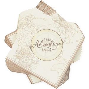Blue Panda 100Pcs A New Adventure Begins Disposable Paper Napkins 6.5" for Graduation Party Décor Supplies - 1 of 4