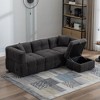 87.7" Sectional Sofa Cozy Teddy Fleece Fabric Sectional Sofa Couch with Two USB Ports a Movable Storage Ottoman,White - 3 of 4