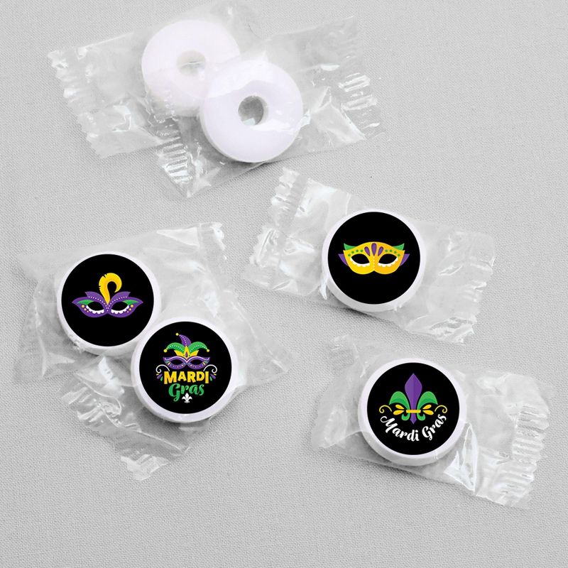 Big Dot of Happiness Colorful Mardi Gras Mask - Masquerade Party Round Candy Sticker Favors - Labels Fits Chocolate Candy (1 sheet of 108), 3 of 6