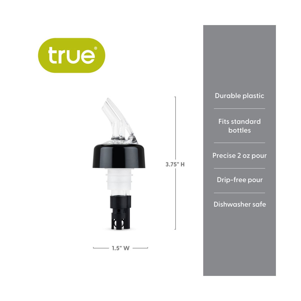 True Ace Measured Bottle Spout, 2 oz Drip-Free Durable Plastic Pourer for Wine, Liquor, Fits Standard Bottles for Game Night, Home Bar Gifts, Set of 1 - thumbnail 3