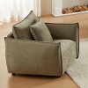 Modern Single Living Room Sofa Chair,Chenille Fabric Upholstered Lounge Armrests Chair With Solid Wood Frame,Wooden Club Chair-Coolbibila - 2 of 4