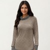 Anna-Kaci Women's Long Sleeve Cowl Neck Top with Contrast Cuffs and Hem - 3 of 4