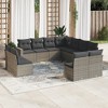 vidaXL Garden Sofa Set Grey PE rattan, powder-coated steel, fabric Large - 2 of 4