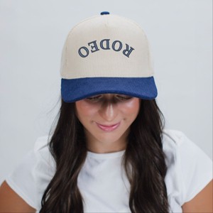 3D Puff Embroidered Rodeo Upside Down Arch - Women's Corduroy Trucker Hat - 1 of 3