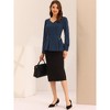 Allegra K Women's Long Sleeve V Neck Irregular Hem Belted Peplum Blouses - 2 of 4