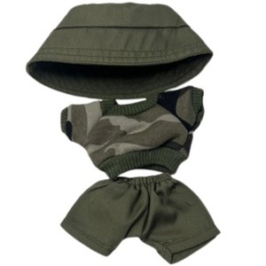 Doll Clothes Superstore Camouflage Knit Shirt with Military Green Hat and Shorts for 17.5 cm Labubu Dolls - 1 of 4