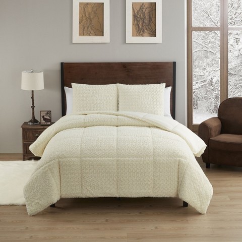 Sweet Home Collections Comforter Set 3 Piece Animal Faux Fur Ultra Soft Bedding Collection with Shams, Queen, Cream