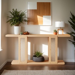 Hommoo Long Console Table with Acrylic Base - 1 of 4