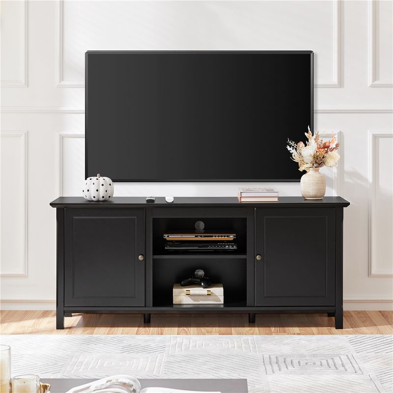 Yaheetech 24.6in Short Modern TV Stand with storage Black, 2 of 9