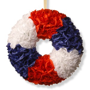 18" Patriotic Rose Wreath - National Tree Company - 1 of 4