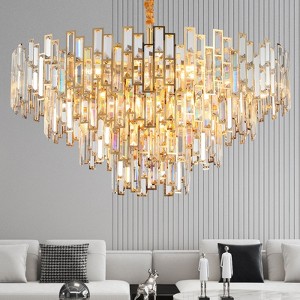 31.5" Modern Chandelier 19-Light 4-Tier Black Round K9 Crystal Chandelier - 1 of 4