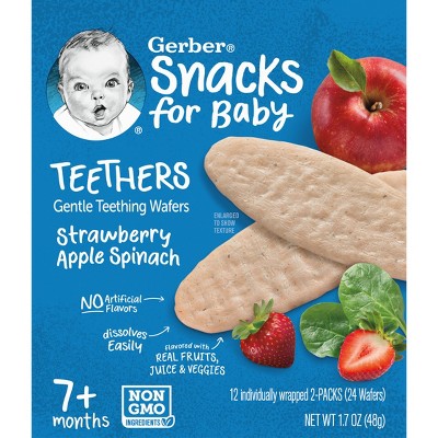 Gerber Baby Food Strawberry Apple Spinach Teething Wafers Baby Snack - 12ct/1.7oz Total