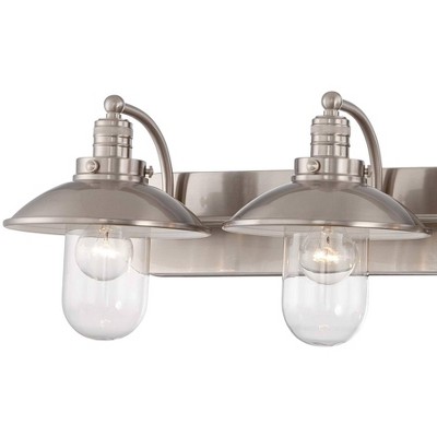 Sleek Brushed Nickel 4-Light Vanity with Clear Glass Shades