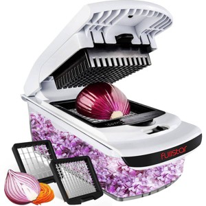 Fullstar 3 Blade Food Chopper White: Manual, Plastic & Stainless Steel, Dishwasher-Safe, 3-Piece Set, Compact Design - 1 of 4