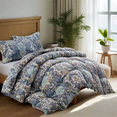 All Seasons Floral Paisley Down Feather Fiber Comforter Set with Pillowcases