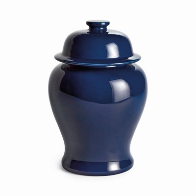 Plum & Post Koa Wide Lidded Ginger Jar Small - Navy Ceramic Handcrafted