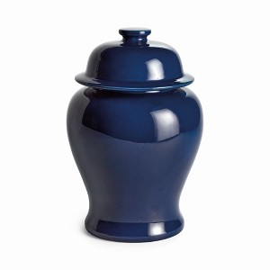 Plum & Post Koa Wide Lidded Ginger Jar Small - Navy Ceramic Handcrafted - 1 of 2