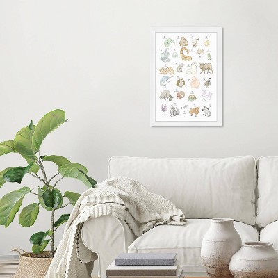 Wynwood Studio 15"x21" Baby Alphabet Wall Art White Frame: Modern Style, Mixed Media, Wood Composite Frame, Vertical Layout