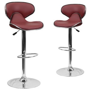 Emma and Oliver 2 Pack Contemporary Cozy Mid-Back Vinyl Adjustable Height Barstool with Chrome Base - 1 of 4