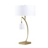 Ore International 28.5" Contemporary Arc with Hanging Pendulum Metal Table Lamp Gold : Dual Socket, Linen Shade - 2 of 4