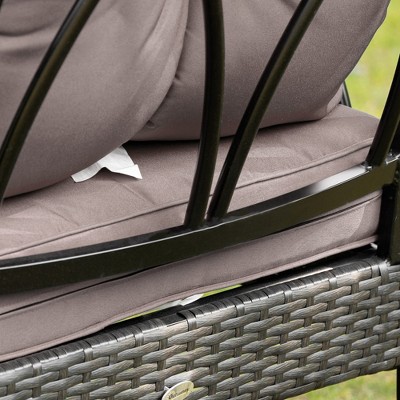 Ergonomic Grey Wicker Rocking Chair with Padded Cushions