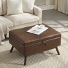 Okak Square Storage Ottoman Bench Coffee Table Wooden Legs Upgrade Large Capacity Upholstered Foot Rest for Living Room, Hallway,Bedroom, Brown - 4 of 4