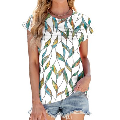 Blouse Tunique Femme Manches Courtes - Haut D'Été Casual En Chiffon (Taille Unique) - Neuf Sans étiquette