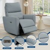 Power Recliner Chair Swivel Rockery Glider PU Leather Upholstered Glider Recliner Nursery Chair with USB Port and Lumbar Support for Living Room - 3 of 4