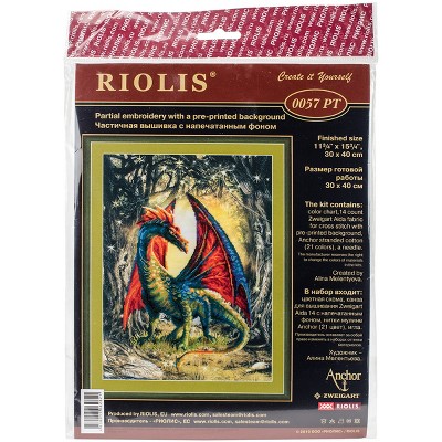 RIOLIS Stamped Cross Stitch Kit 11.75"X15.75"-Forest Dragon (14 Count)
