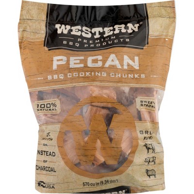 Western Premium BBQ Products Pecan Barbecue Cooking Chunks for Charcoal, Gas, or Electric Grills and Smokers, 570 Cubic Inches