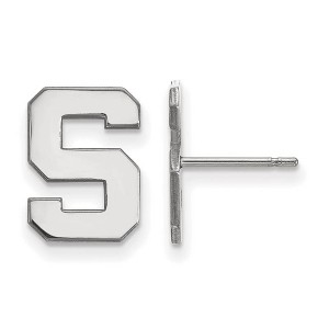 Black Bow Jewelry 10k White Gold Michigan State Spartans NCAA Post Earrings - 1 of 3