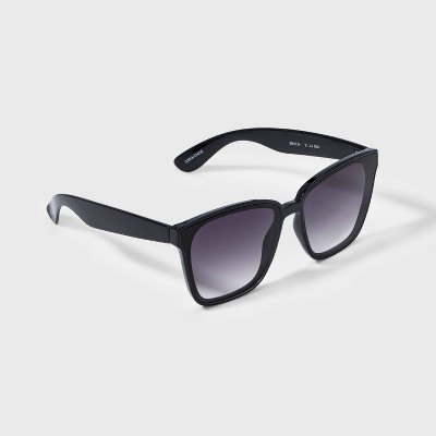 Women's Shiny Plastic Square Sunglasses with Gradient Lenses - Universal Thread Black: Scratch-Resistant, UV Protection - image 2