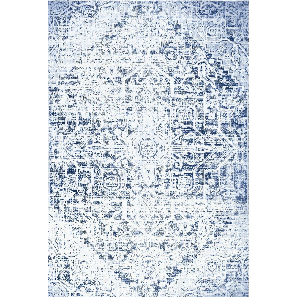 Photos - Area Rug Nicole Miller Sofia Fleur 7'9" x 10'2" Outdoor Patio Rug Navy Blue - : Wove 