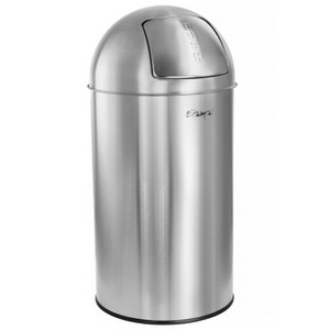 Elama 50 Liter Large 13 Gallon Push Lid Stainless Steel Cylindrical Home and Kitchen Trash Bin in Matte Silver - 1 of 4
