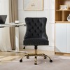 GDFStudio Gene Velvet Button-Tufted Armless Swivel Office Chair with Adjustable Height and Gold Metal Base - 2 of 4